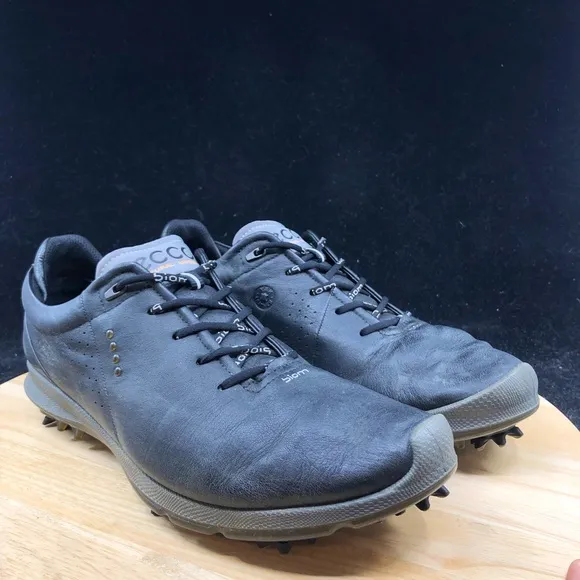 Ecco Mens Gore Tex Black Yak Leather Hybrid 3 Golf Shoes Size 9