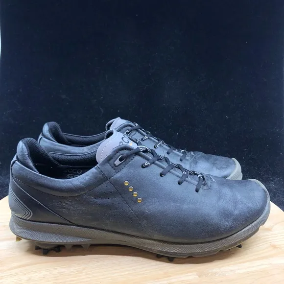 Ecco Mens Gore Tex Black Yak Leather Hybrid 3 Golf Shoes Size 9