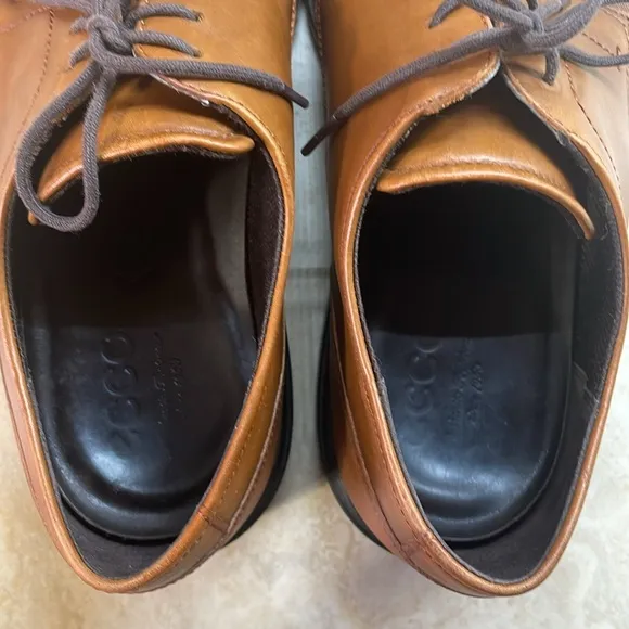 Ecco Men’s Lace Up Oxford Shoes Dress Shock Point Leather Brown Size 44/10-10.5