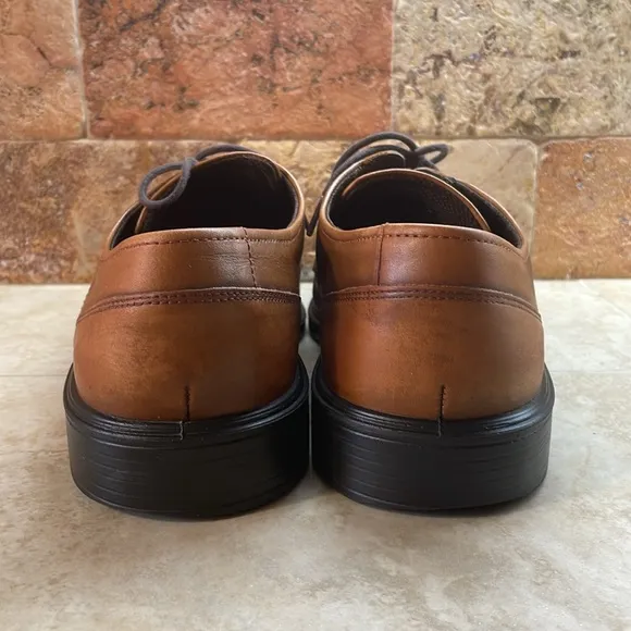 Ecco Men’s Lace Up Oxford Shoes Dress Shock Point Leather Brown Size 44/10-10.5