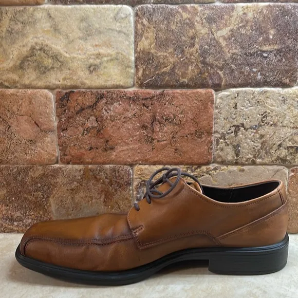 Ecco Men’s Lace Up Oxford Shoes Dress Shock Point Leather Brown Size 44/10-10.5