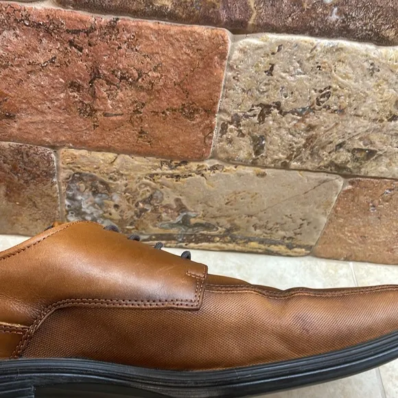 Ecco Men’s Lace Up Oxford Shoes Dress Shock Point Leather Brown Size 44/10-10.5