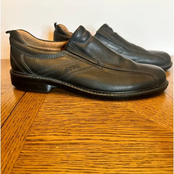 Ecco Mens Loafers Shoes Sz 45 US 11 Black Light Shock Point Slip On Loafers EUC