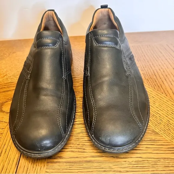 Ecco Mens Loafers Shoes Sz 45 US 11 Black Light Shock Point Slip On Loafers EUC
