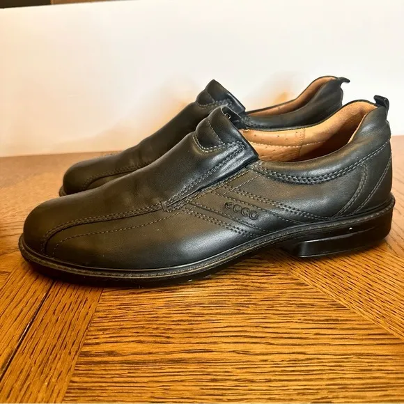Ecco Mens Loafers Shoes Sz 45 US 11 Black Light Shock Point Slip On Loafers EUC