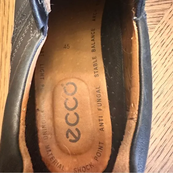 Ecco Mens Loafers Shoes Sz 45 US 11 Black Light Shock Point Slip On Loafers EUC