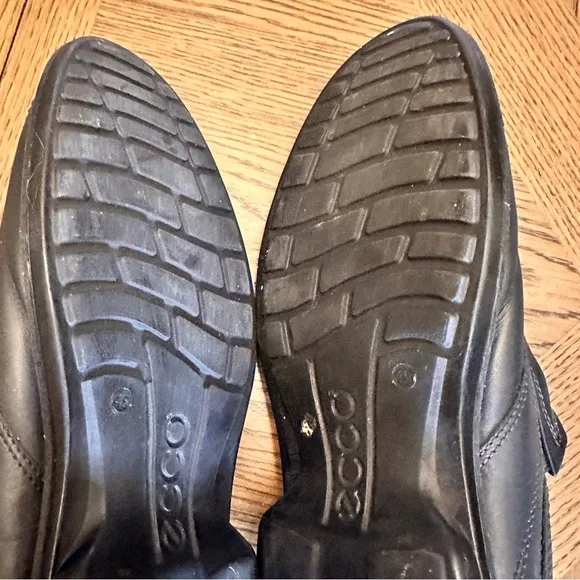 Ecco Mens Loafers Shoes Sz 45 US 11 Black Light Shock Point Slip On Loafers EUC