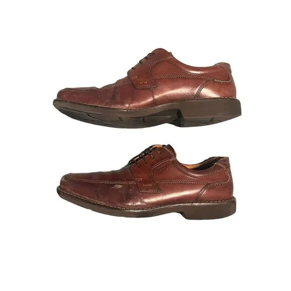ECCO Mens Shock Point Walker Brown Leather Lace-up Oxfords Shoes Size 10
