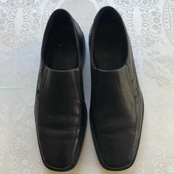Ecco Men’s Size 44 ( US-11) Black Leather New Jersey Loafers Slip-On Dress Shoes