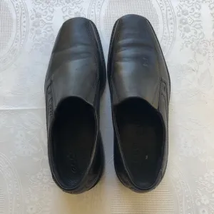 Ecco Men’s Size 44 ( US-11) Black Leather New Jersey Loafers Slip-On Dress Shoes