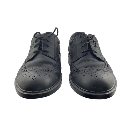 Ecco Men’s Soft Black Leather Wingtip‎ Dress Shoes Size 43 US 9 9.5