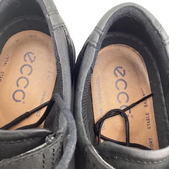 Ecco Men’s Soft Black Leather Wingtip‎ Dress Shoes Size 43 US 9 9.5