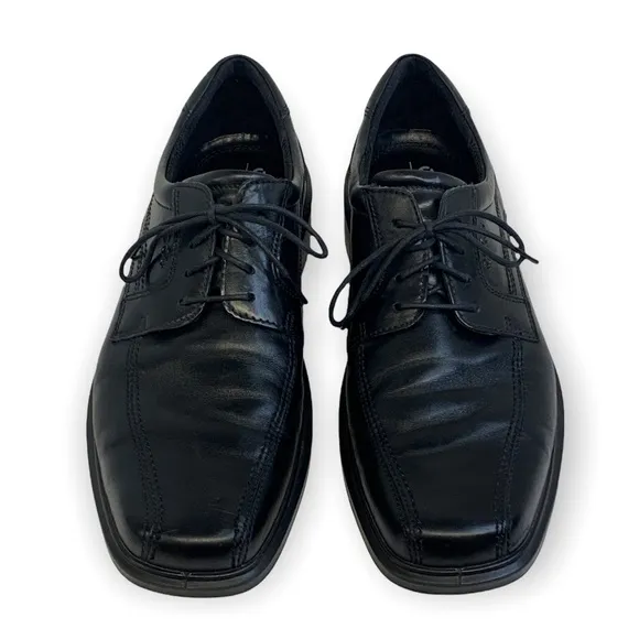 Ecco Oxford Black Leather Shock Point Lace Up Dress Shoes Size 46 EU/12 -12.5 US