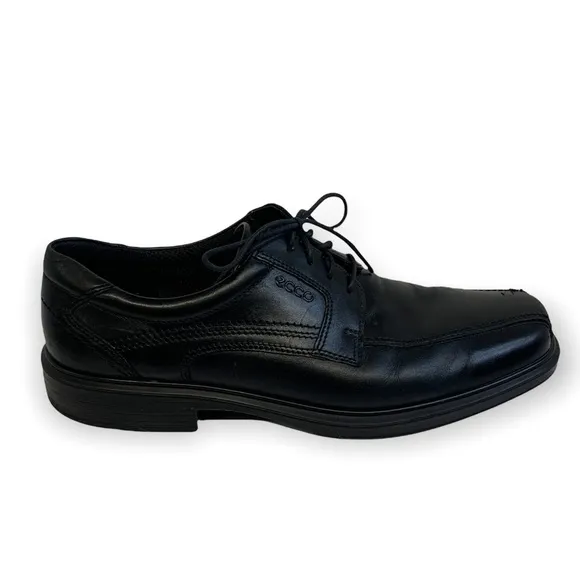 Ecco Oxford Black Leather Shock Point Lace Up Dress Shoes Size 46 EU/12 -12.5 US