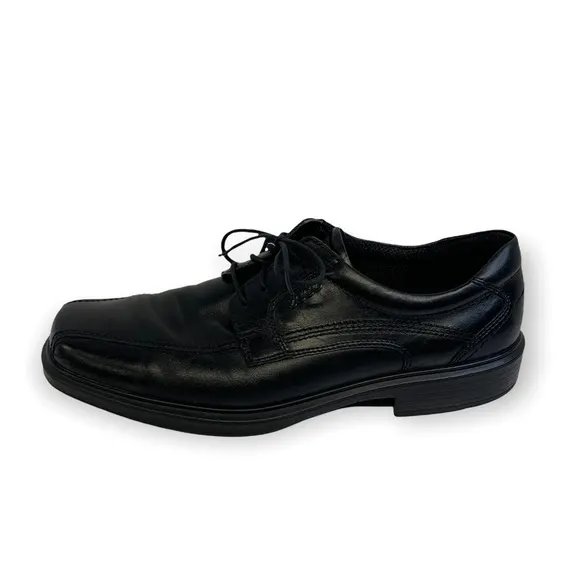 Ecco Oxford Black Leather Shock Point Lace Up Dress Shoes Size 46 EU/12 -12.5 US