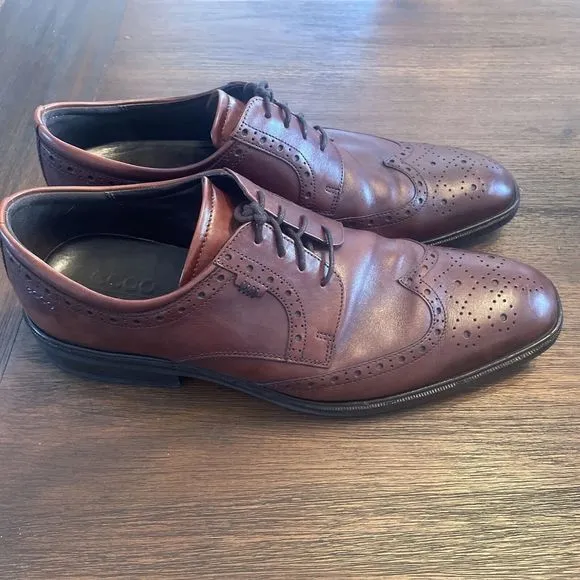 Ecco shock point oxford Wingtip Illinois Shoes 12 Brown Excellent Condition