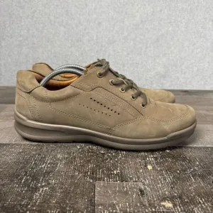 Ecco Shock Point Mens 44 US 10-10.5 Oiled Leather Remote Lace Work Shoes Brown