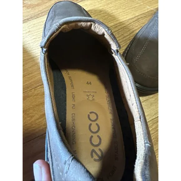 Ecco Shoes Mens Size 44 (10-10.5) Shock Pt Casual Brown Leather Loafer Slip On