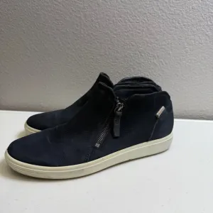 Ecco Sneaker Bootie Womens Size 8  Nubuck Low Zip Shoes Dark Blue