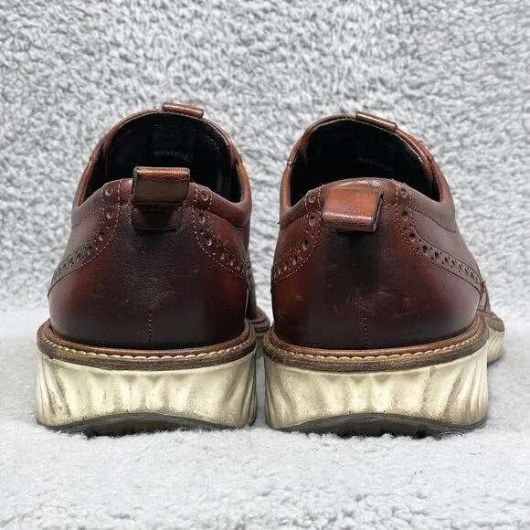 Ecco ST.1 Hybrid Brogue Mens Size 11 Wingtip Oxford Shoes Cognac Brown Leather