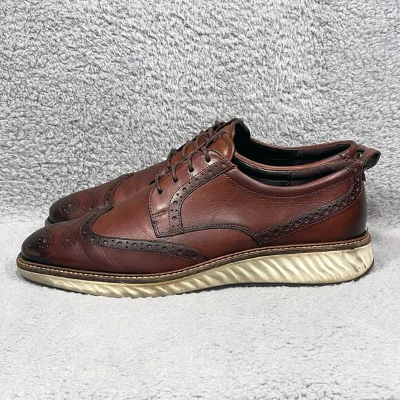 Ecco ST.1 Hybrid Brogue Mens Size 11 Wingtip Oxford Shoes Cognac Brown Leather