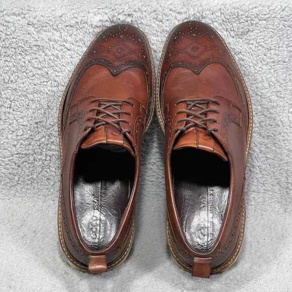 Ecco ST.1 Hybrid Brogue Mens Size 11 Wingtip Oxford Shoes Cognac Brown Leather