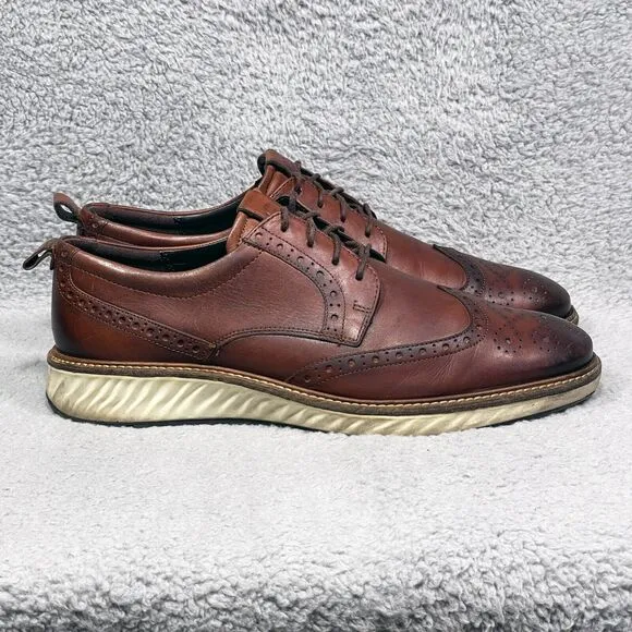 Ecco ST.1 Hybrid Brogue Mens Size 11 Wingtip Oxford Shoes Cognac Brown Leather