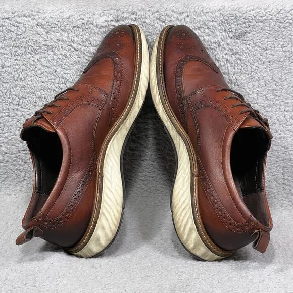 Ecco ST.1 Hybrid Brogue Mens Size 11 Wingtip Oxford Shoes Cognac Brown Leather