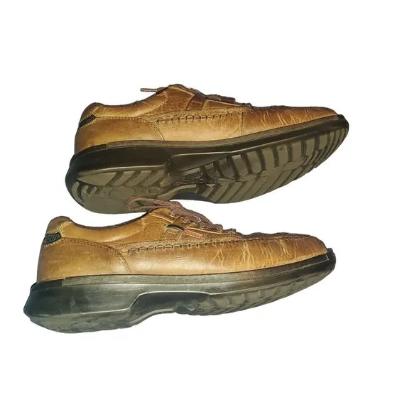 Ecco Sz 12 (46) Distressed Brown Moc Toe Casual Lite Lace Up Shock Point Shoes
