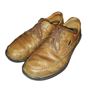 Ecco Sz 12 (46) Distressed Brown Moc Toe Casual Lite Lace Up Shock Point Shoes
