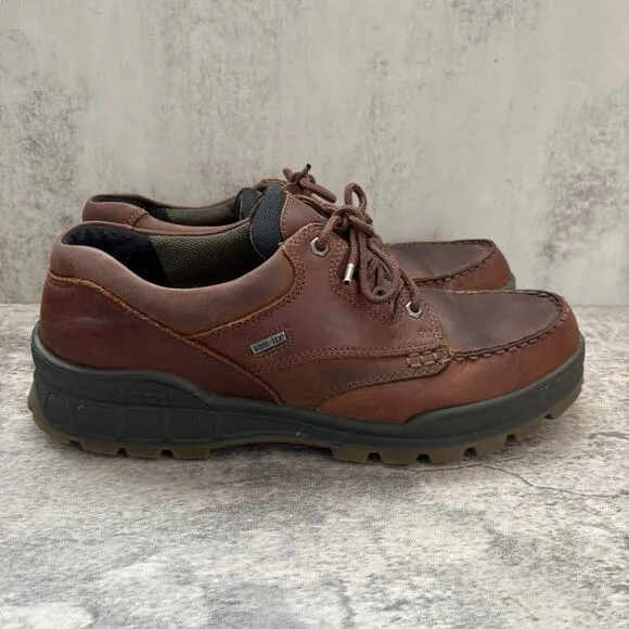 Ecco Track 25 Gore Tex Mens Shoes Size 12 Brown Leather Walking Casual Oxfords