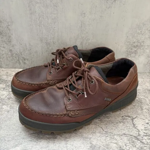 Ecco Track 25 Gore Tex Mens Shoes Size 12 Brown Leather Walking Casual Oxfords