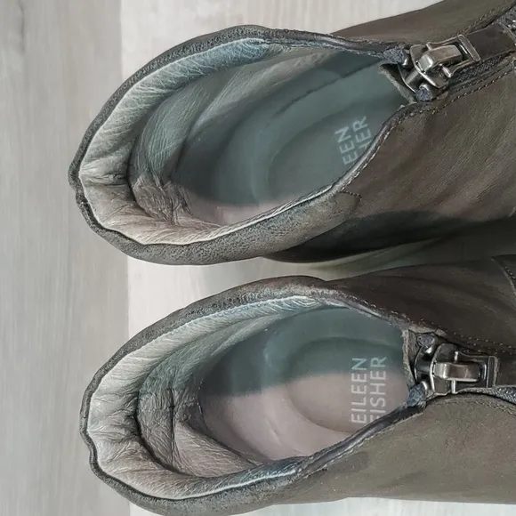 Eileen Fisher Bias Tumbled Nubuck High Top Leather Boots sneakers shoes sz 6.5