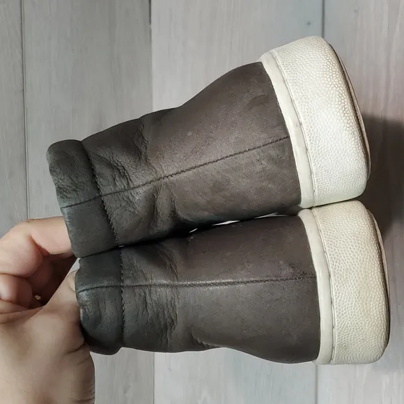 Eileen Fisher Bias Tumbled Nubuck High Top Leather Boots sneakers shoes sz 6.5