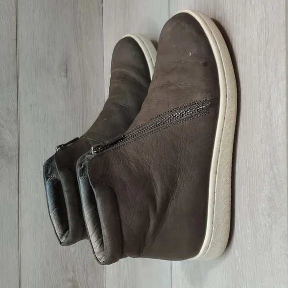 Eileen Fisher Bias Tumbled Nubuck High Top Leather Boots sneakers shoes sz 6.5