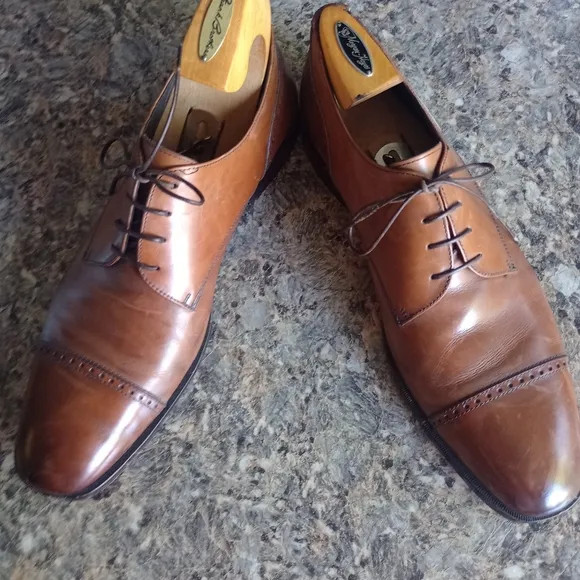 Ermemegildo Zegna Men's Brown Captoe Laceup Shoes Size 10.5