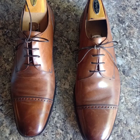 Ermemegildo Zegna Men's Brown Captoe Laceup Shoes Size 10.5
