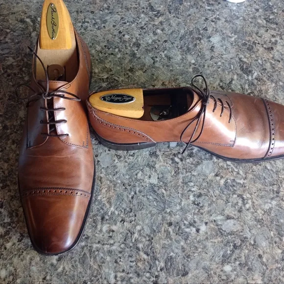 Ermemegildo Zegna Men's Brown Captoe Laceup Shoes Size 10.5