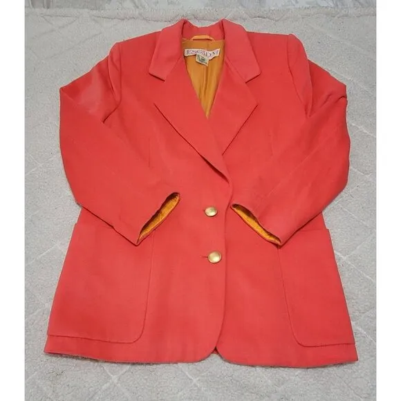 Escada By Margaretha Ley Womens Pink Wool 2 Button Front Suit Jacket Size 42