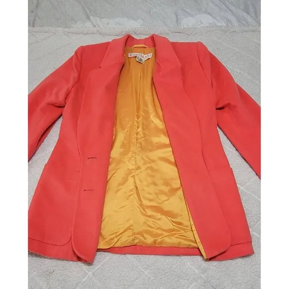 Escada By Margaretha Ley Womens Pink Wool 2 Button Front Suit Jacket Size 42