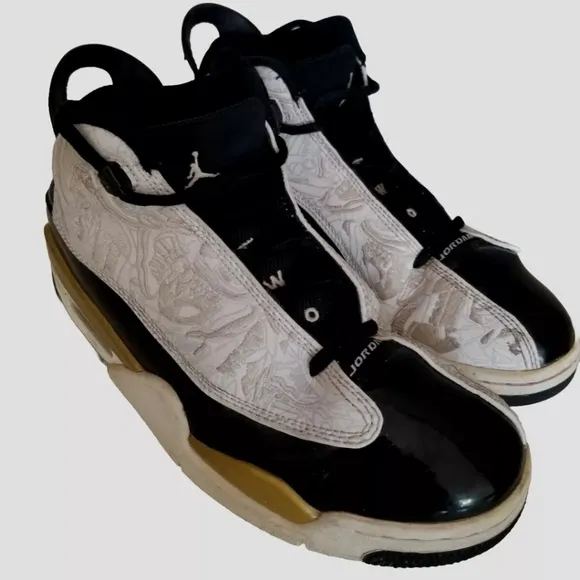 EUC Nike Air Jordan DUB Zero Black/White-Metallic Gold 311047-005 Size 7Y