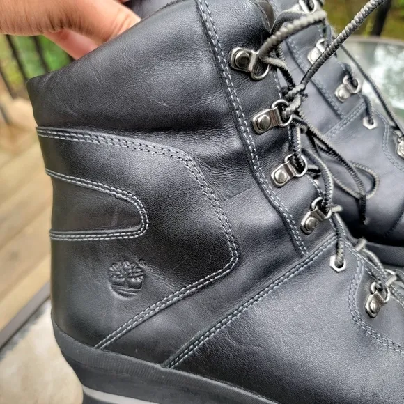 EUC Timberland Leather Lace Up High Heel‎ Wedge Ankle Boots Booties 9.5 M
