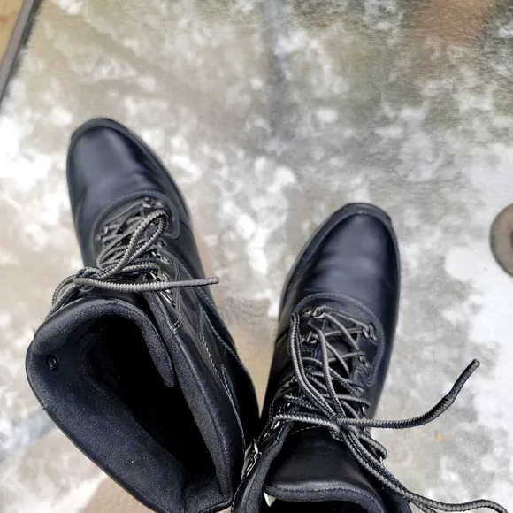 EUC Timberland Leather Lace Up High Heel‎ Wedge Ankle Boots Booties 9.5 M