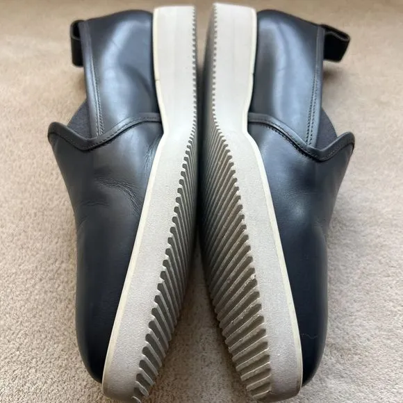 Everlane The Street Shoe Blue Gray Leather Loafer Pointed Toe White Soles 8.5