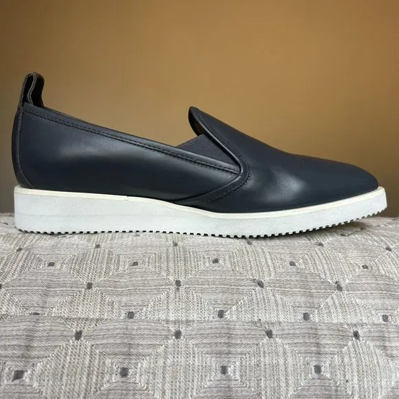 Everlane The Street Shoe Blue Gray Leather Loafer Pointed Toe White Soles 8.5