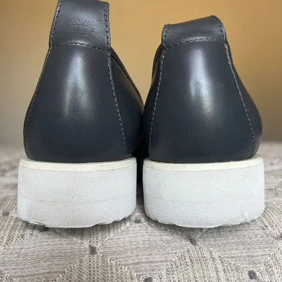Everlane The Street Shoe Blue Gray Leather Loafer Pointed Toe White Soles 8.5