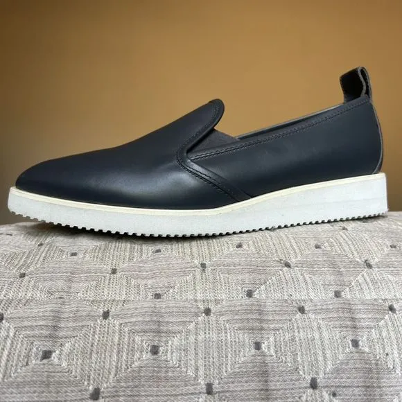 Everlane The Street Shoe Blue Gray Leather Loafer Pointed Toe White Soles 8.5