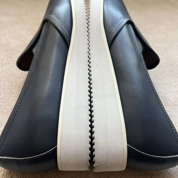Everlane The Street Shoe Blue Gray Leather Loafer Pointed Toe White Soles 8.5