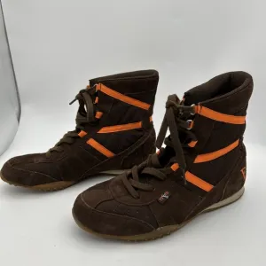 Everlast 1910 High Top Boxing Shoes Men's Size 7 Brown With Orange