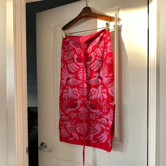 Farm Rio Red Jungle Scarf Knit Skirt